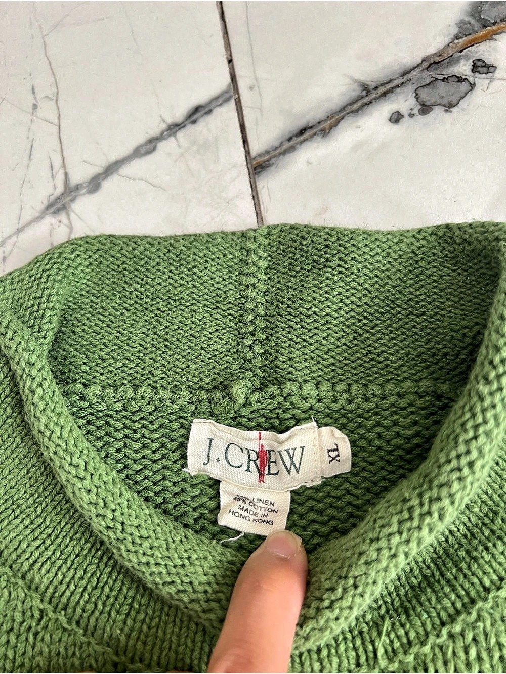 J.Crew Green Turtleneck Sweater Size XL linen cotton blend - Picture 4 of 8
